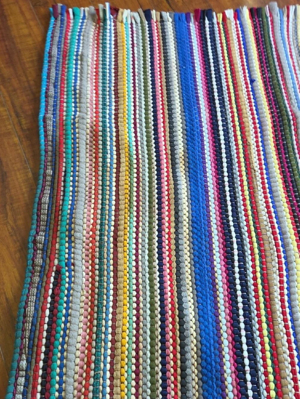 Multicolor Striped Woven Skirt - Vibrant Rainbow Stripes RAG RUG